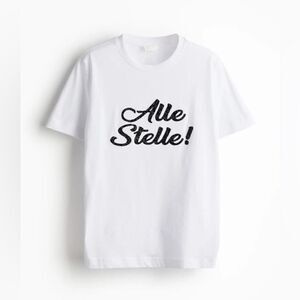 White T-Shirt Alle Stelle bedazzled Rhynestones minimalist cotton